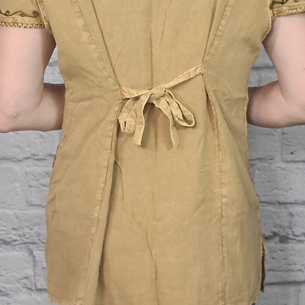 Unique Embroidered Bollywood Style Tunic Blouse with Cinching Tie in Back - Picture 3 of 6